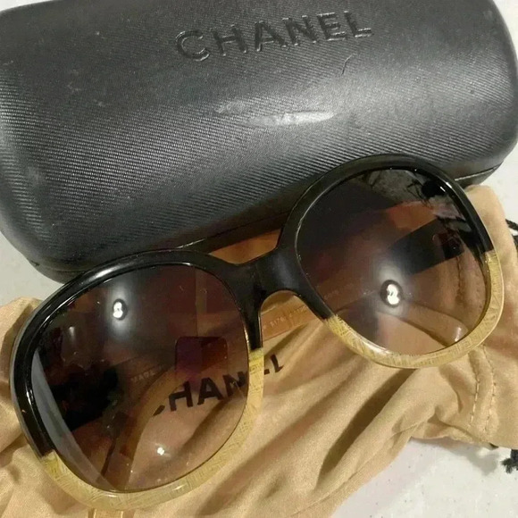 CHANEL Two Toned Sunglasses Oversized CC logo Authentic - Picture 4 of 17